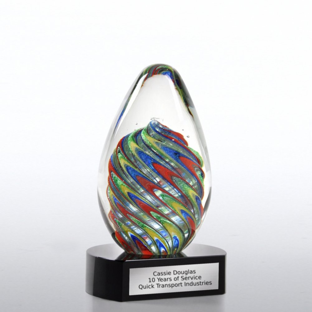 View larger image of Art Glass Colorful Swirls Trophy